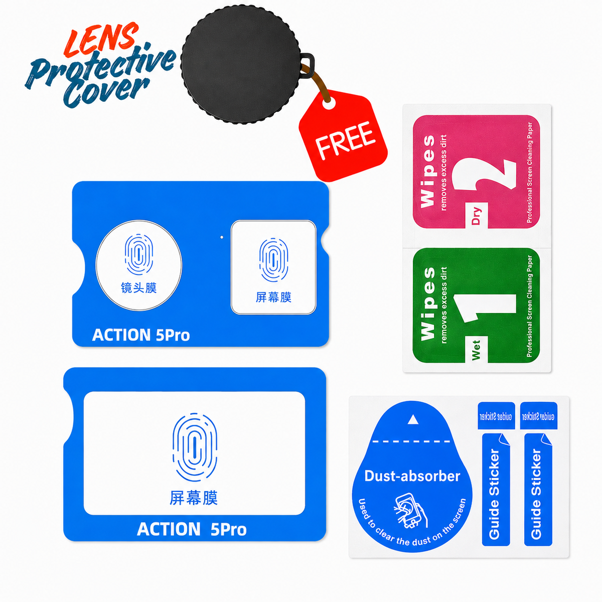DJI Action 5 Action 5 Pro Screen Protector with Application Tool