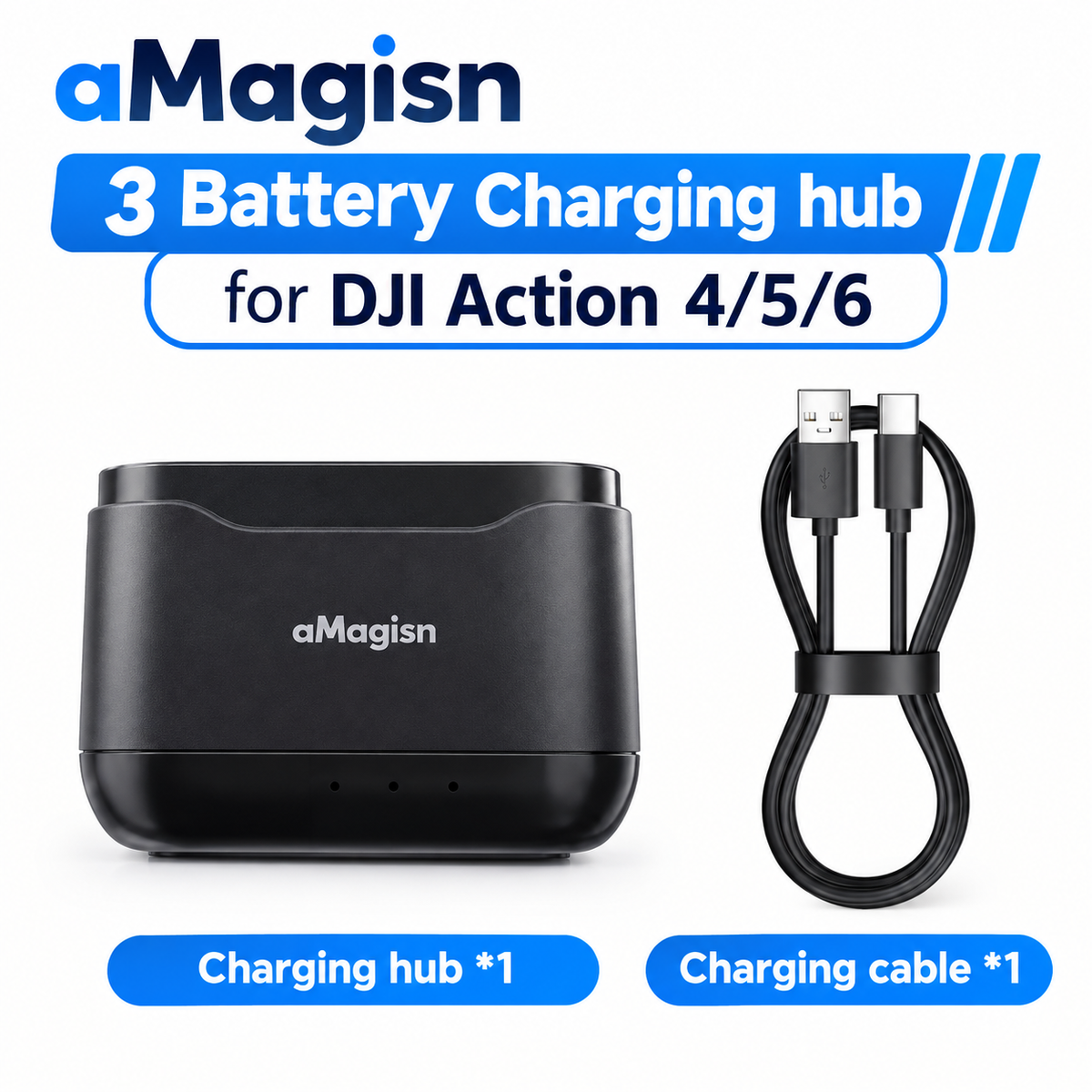 aMagisn 3 Battery Charging Hub for DJI Action 4 5 and 6