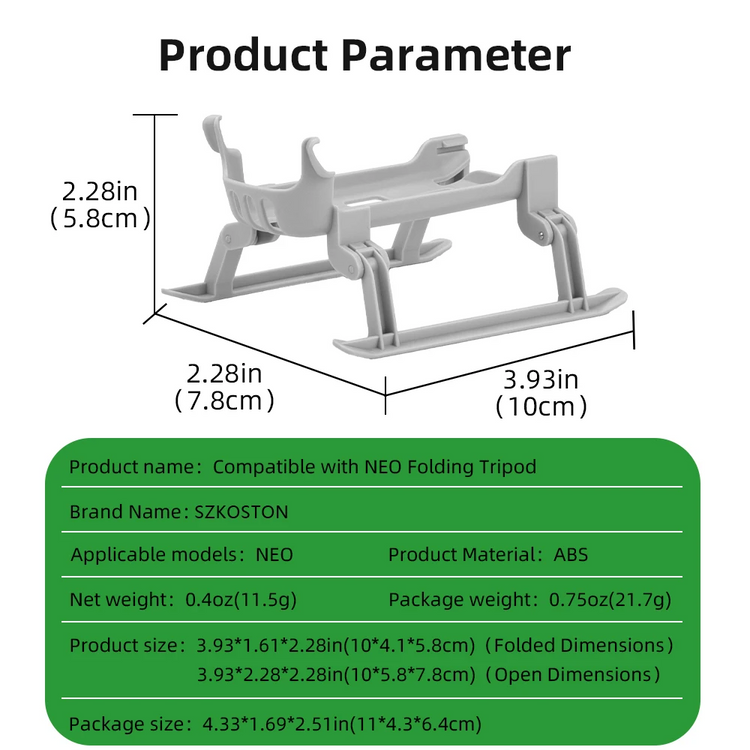 BRDRC Landing Gear Extension for DJI Neo Drone Takeoff and Landing Protection