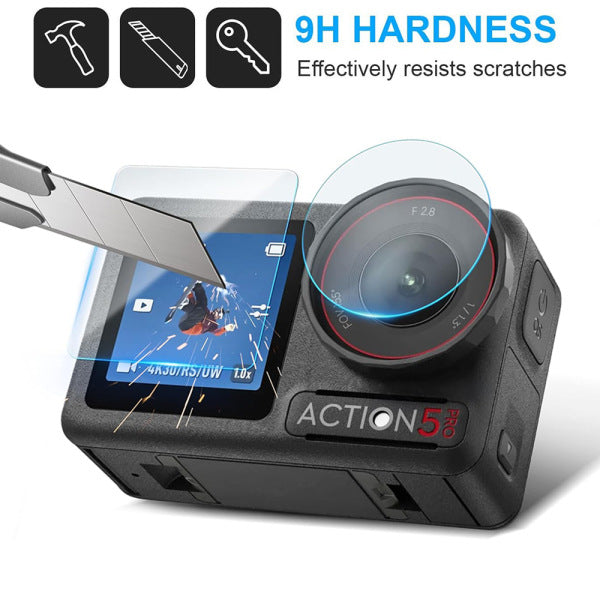 9H HD Screen and Camera Lens Protector for DJI Osmo Action 5 Pro