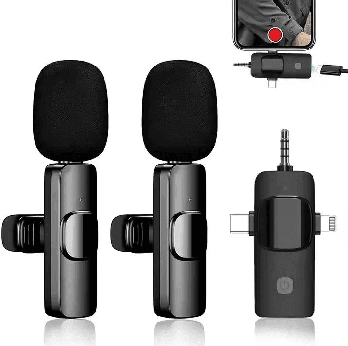 K15 Wireless Clip-On Microphone with Lightning USB-C and 3.5mm Compatibility