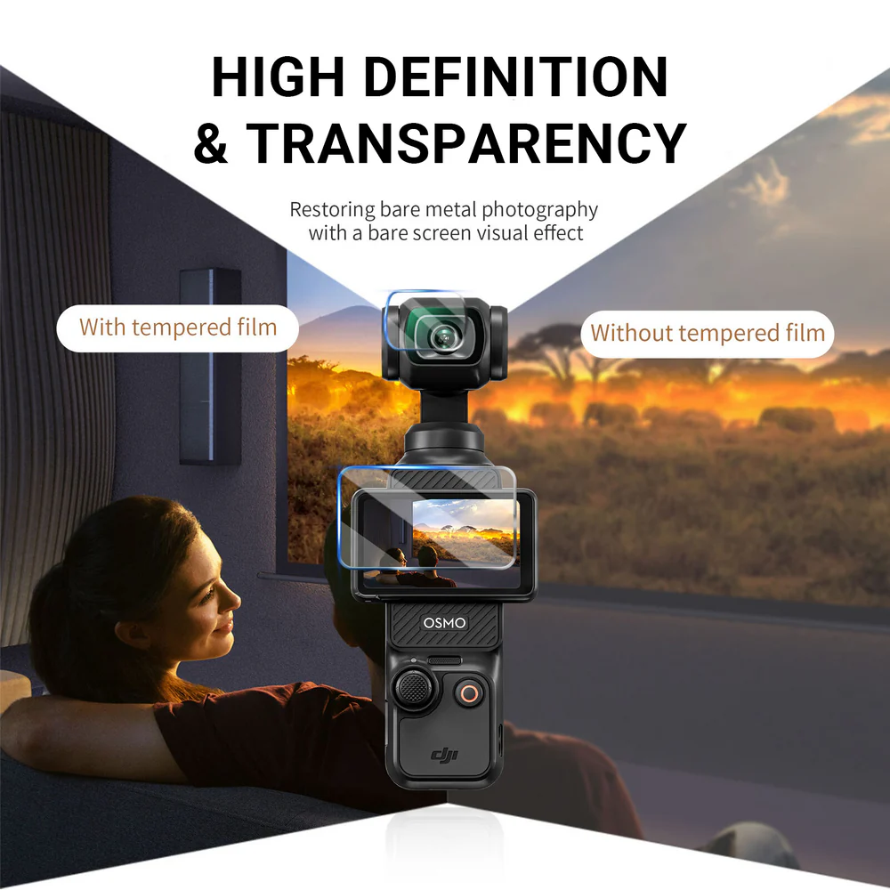 DJI Osmo Pocket 3 Lens and Touchscreen Tempered Glass Protective Film