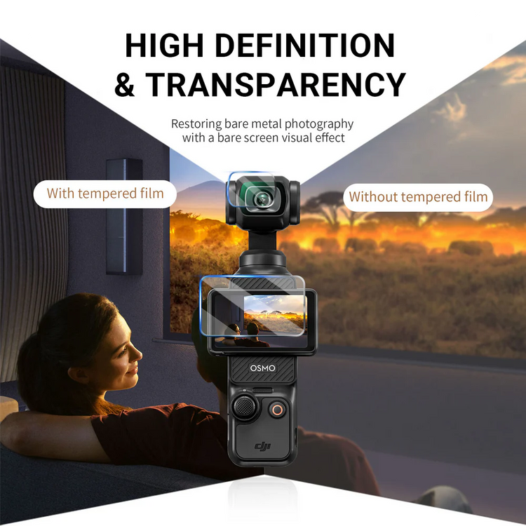 DJI Osmo Pocket 3 Lens and Touchscreen Tempered Glass Protective Film
