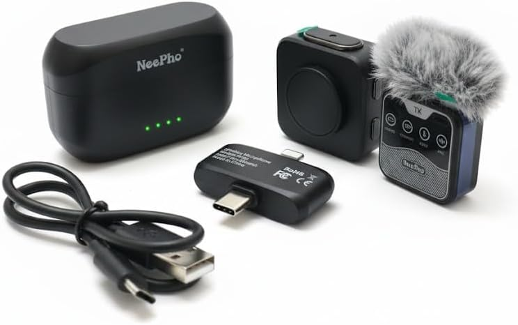 Portable NEEPHO NP60 Wireless Microphone for Interviews and Podcasts