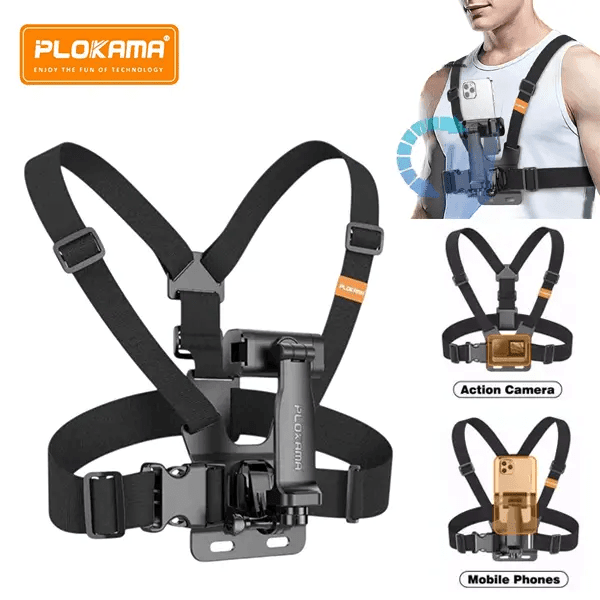 PLOKAMA CX10 Adjustable Phone Chest Strap for Vlogging and Outdoor Activities