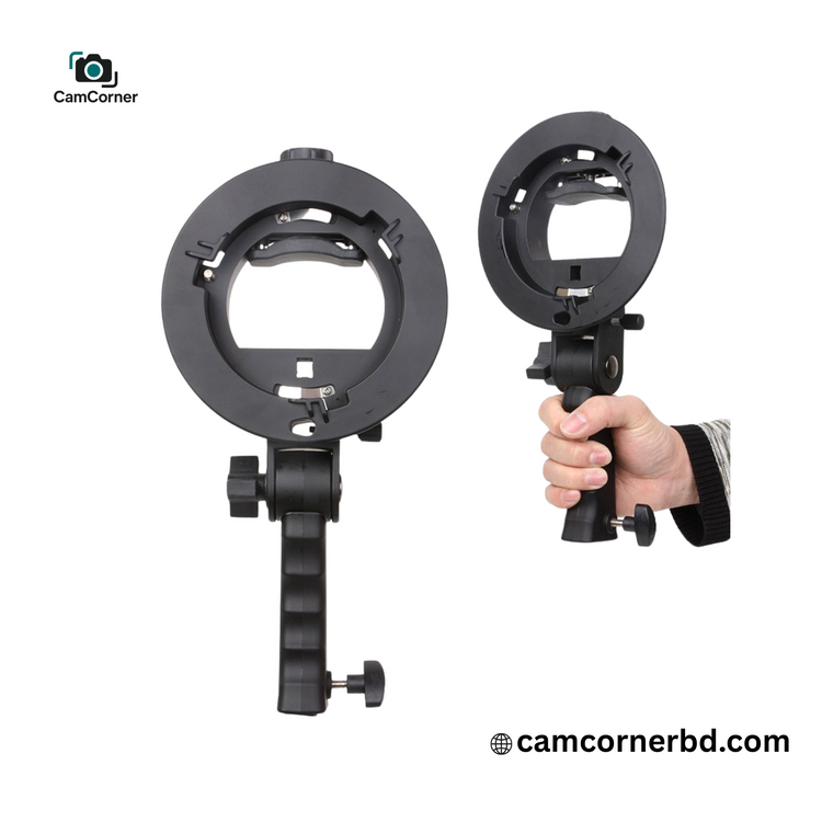 S Mount Bracket for Camera Flash with Bowens Mount Adapter