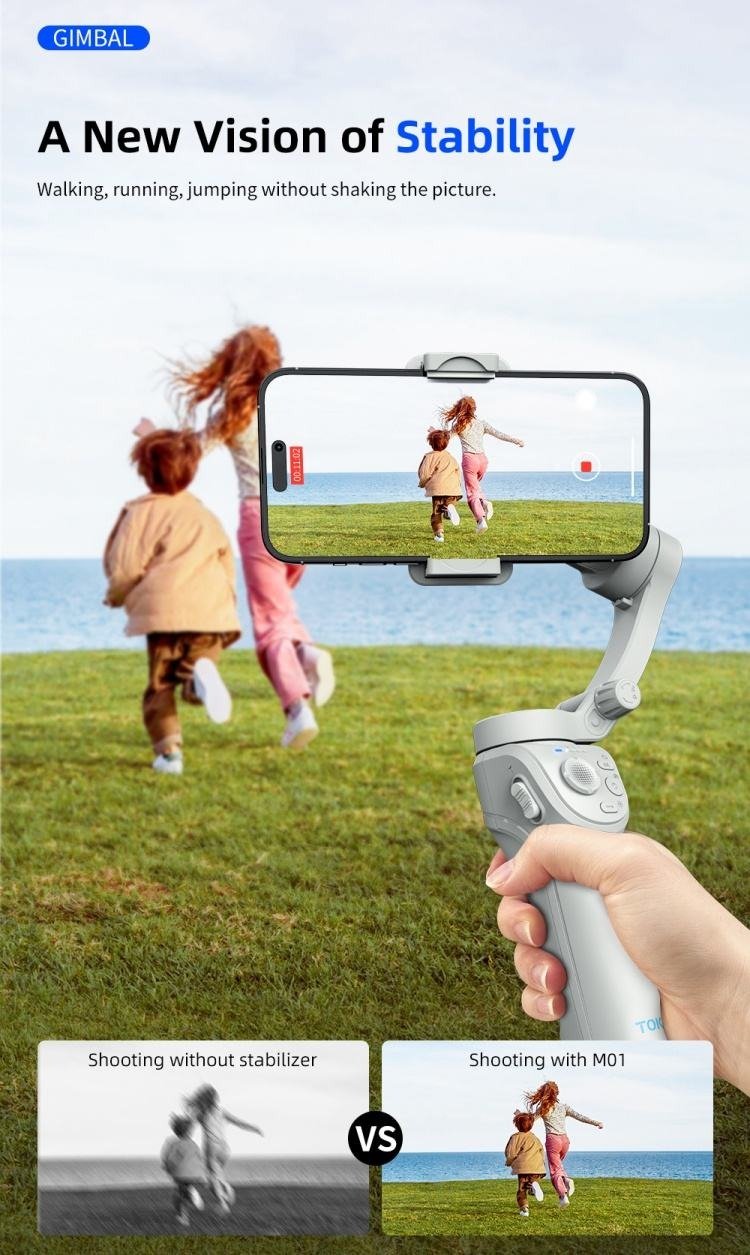 TOKQI M01 Mobile Phone Gimbal for Smooth Video Recording and Live Streaming