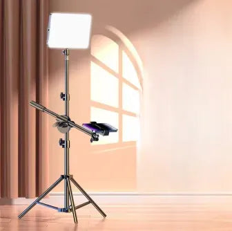 Adjustable Tripod Stand with Phone Holder and Soft Light for Cooking Videos